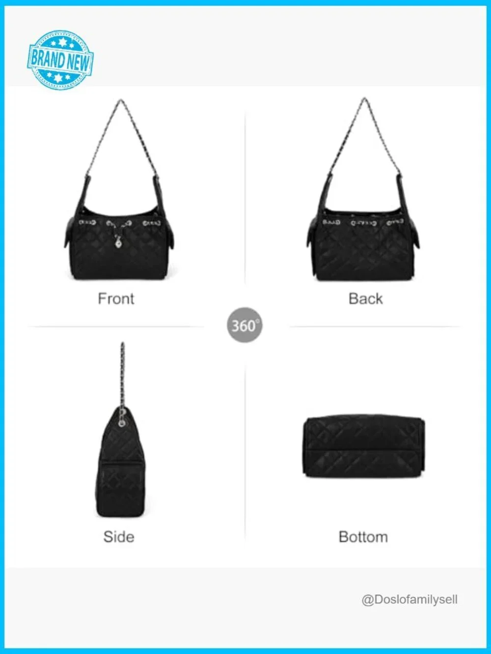 Quilted Hobo Bag Large Faux Leather Shoulder Purse Chain Strap Tote Work